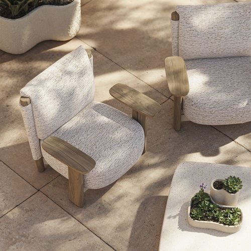 Poltrona contemporânea - Milos 70001 - VONDOM - em tecido / em iroko / cor personalizável