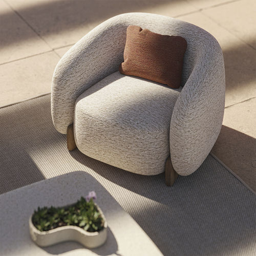 Poltrona contemporânea - Milos - VONDOM - em tecido / em iroko / cor personalizável