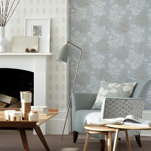 Papel de parede clássico - NORCOMBE - The Little Greene - floral / efeito papel de parede / cinza