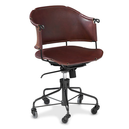 Cadeira de escritório de design escandinavo - SHERIFF - KÄLLEMO - para ambiente interno / em couro / com base em aço