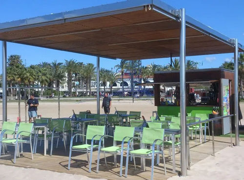 Pérgola em aço inoxidável - SALOU - ESTEVA BARCELONA - em madeira / com cobertura de madeira / modular
