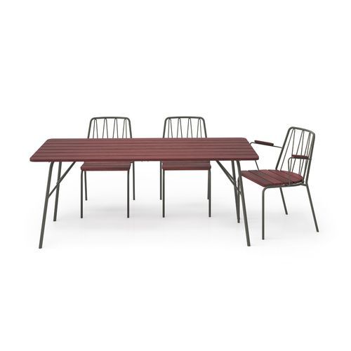 Conjunto de mesa e cadeiras contemporâneo - Rousseau - NOLA INDUSTRIER - para ambiente externo / em carvalho / em aço