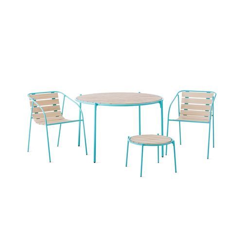 Conjunto de mesa e cadeiras contemporâneo - Rocky - NOLA INDUSTRIER - para ambiente externo / em madeira / em aço revestido a pó