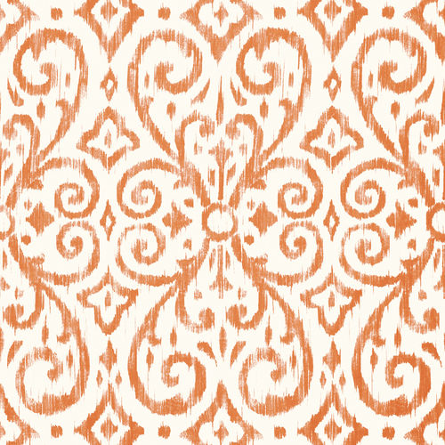 Papel de parede clássico - PATARA IKAT  - Thibaut - estampado / branco / laranja