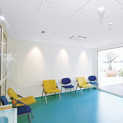 Forro em lã de vidro - HYGIENE CLINIC™ E - Saint-Gobain Ecophon - em placas / para sala limpa / para ambiente interno