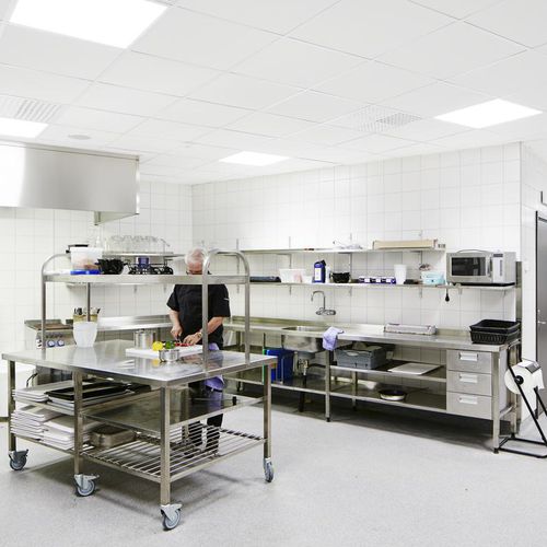 Forro em lã de vidro - HYGIENE PERFORMANCE™ A - Saint-Gobain Ecophon - em placas / para sala limpa / para cozinha