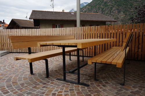 Mesa de piquenique contemporânea - LINEATAVOLO LIGHT - Euroform K. Winkler GmbH - em madeira de lei / com base em aço galvanizado / retangular