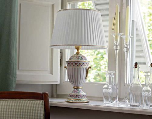 Luminária de mesa - LIMOGES - Le Porcellane - em tecido / em porcelana / de estilo