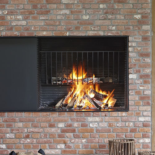 Lareira a lenha - UNIVERSAL BBQ 1 - Metalfire Architectural fireplaces - de embutir / Face única / de jardim