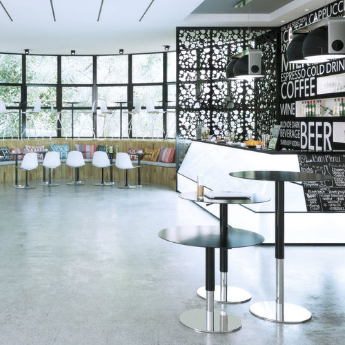 Mesa de lanchonete contemporânea - INCOLLECTION : INTONDO - LUXY - em aço inoxidável / em HPL / em MDF