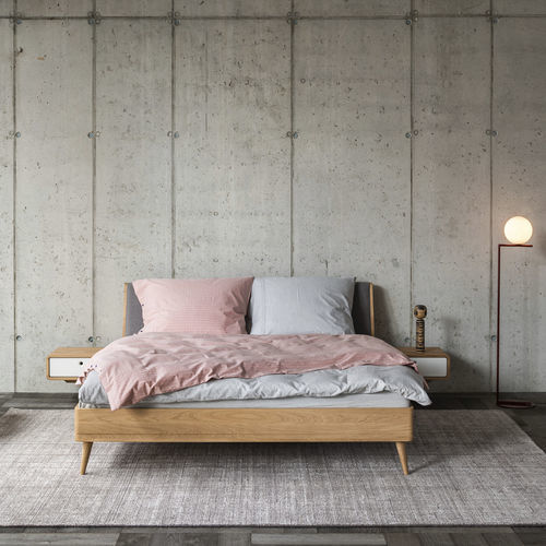 Cama de casal - TERRA - JAVORINA - contemporânea / com cabeceira estofada / com criados-mudos