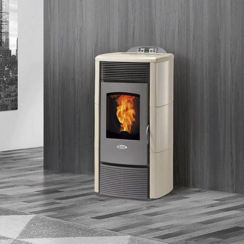 Salamandra a pellets - S7 - FAIR srl - 12 kW / contemporânea / em aço