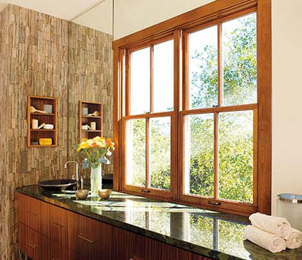 Janela em pinho - ARCHITECT SERIES® SINGLE-HUNG - PELLA - em mogno / em amieiro / em pinho douglas taxifolia