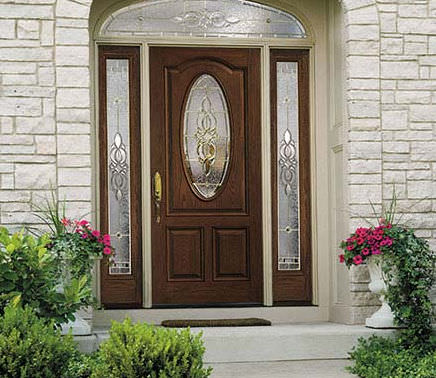 Porta de entrada - ARCHITECT SERIES® 3 PANEL SCROLL TOP - PELLA - de fibra de vidro / de abrir / com vidro
