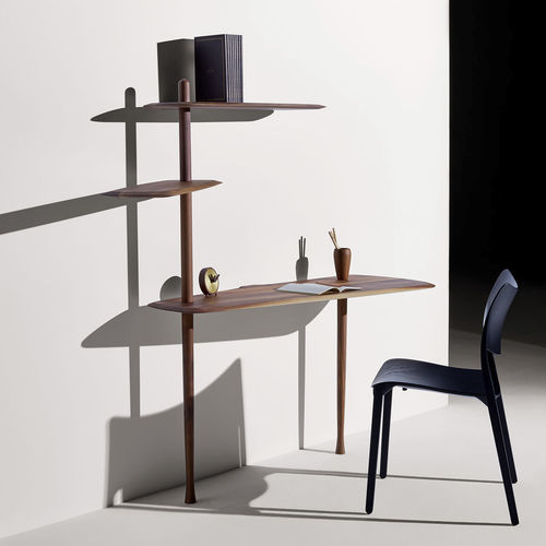 Mesa secretária de parede - NOMON - de piso / contemporânea / em nogueira