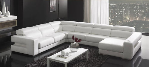 Sofá de canto - OSCAR - Gamamobel - contemporâneo / em couro / branco