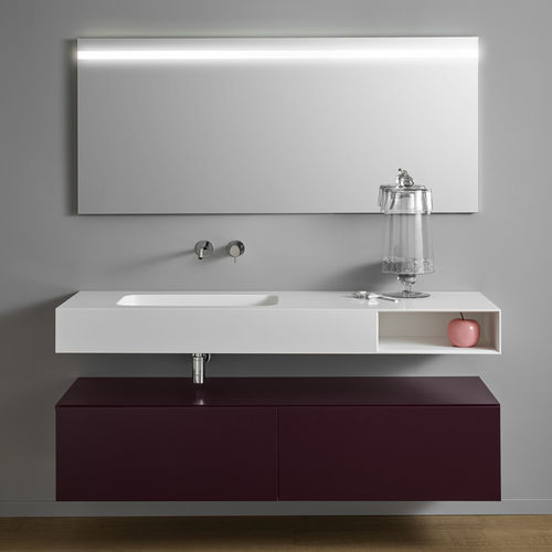 Cuba suspensa - M-EDGE - F.lli Stocco s.r.l. - em Corian® / com prateleiras / retangular