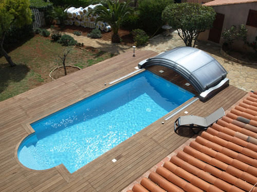 Cobertura de piscina baixa - ABRISUD - de alumínio / motorizada