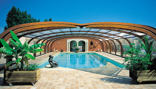Cobertura de piscina alta - ROTUNDA - ABRISUD - telescópica / em madeira / de acionamento manual