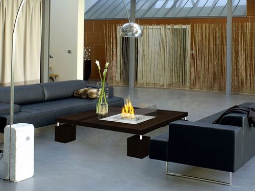 Mesa de centro contemporânea - 825 - Vulcania - em madeira / quadrada / com queimador de bioetanol