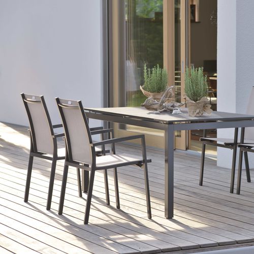 Cadeira de jardim contemporânea - LEVANTO - STERN MOEBEL - para ambiente externo / em Textilene® / com base em alumínio