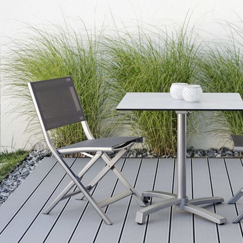 Cadeira de jardim contemporânea - NILS - STERN MOEBEL - para ambiente externo / em aço inoxidável / com base em alumínio