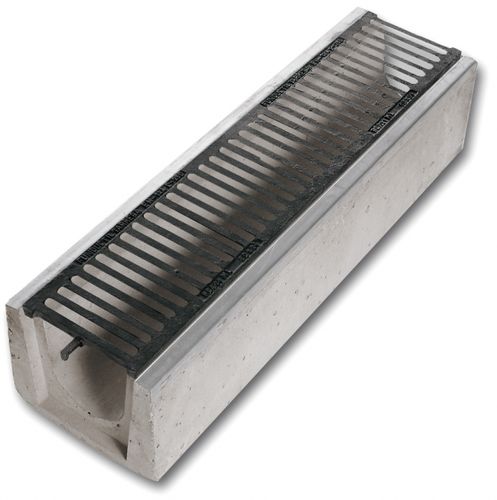 Calha de escoamento com grelha - RCA16NL - GLS Prefabricados - em concreto / grelha em ferro fundido / para espaço público