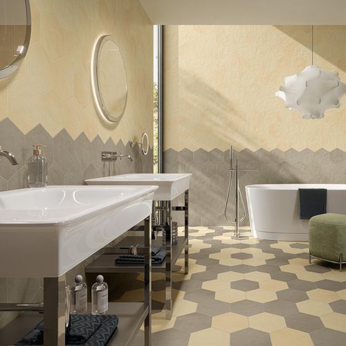 Revestimento hexagonal em grés porcelanato - OSMOSE : CENDRE - Novoceram sas - para ambiente interno / para cozinha / para banheiro