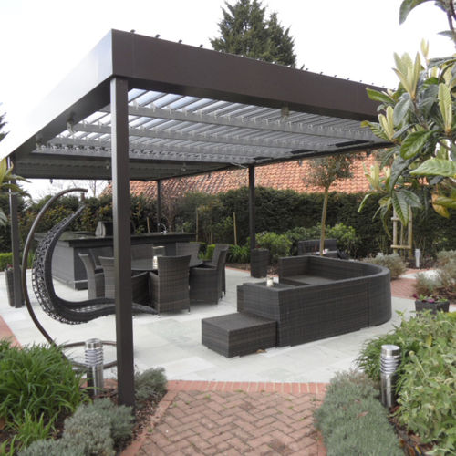 Pérgola em alumínio pintado - COSPILOUVRE - COSPICON  SA - com lâminas orientáveis / com lâminas quebra-sol / sob medida