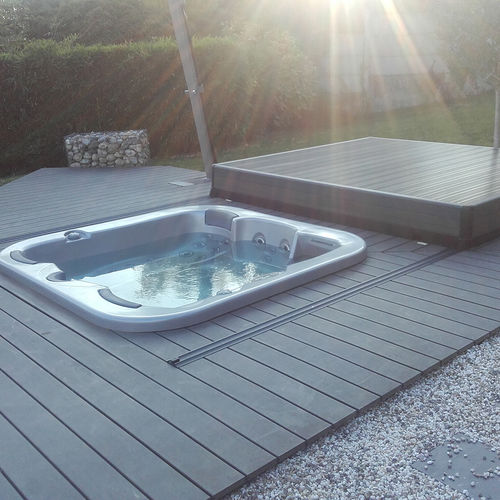Deck retrátil automático - POOLDECK - 1 PLATEAU - Azenco Groupe - para piscina enterrada