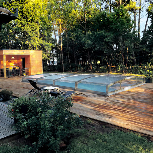 Cobertura de piscina baixa - NEO 18/30/50 - Azenco Groupe - telescópica / em alumínio / de acionamento manual