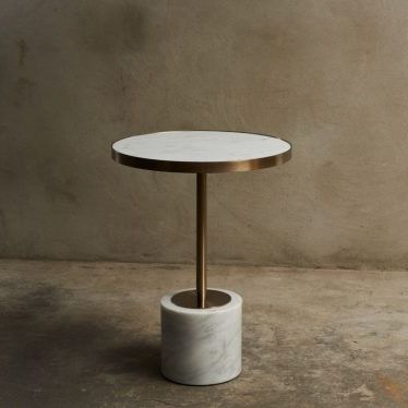 Mesa lateral contemporânea - LOTO - HMD Furniture - metálica / em mármore / em cimento