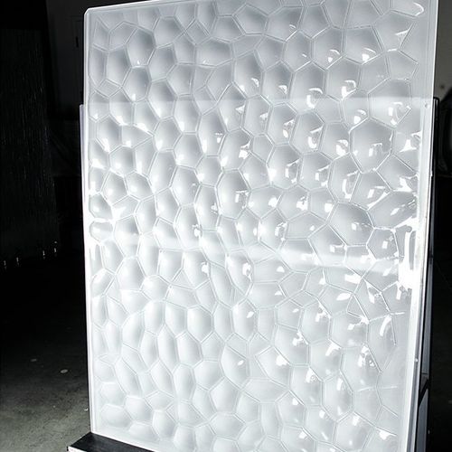 Painel de vidro temperado - FROSTED CONVEX AERO - Nathan Allan Glass Studios Inc - 3D / opaco