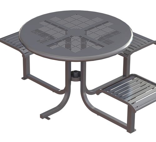 Mesa de piquenique contemporânea - LANGDON - Madrax/Thomas Steele - em ipê / em chapa perfurada / em plástico reciclado