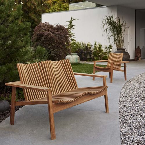 Sofá contemporâneo - AMAZE: 4502 - Cane-line A/S - de jardim / em teca / de 2 lugares