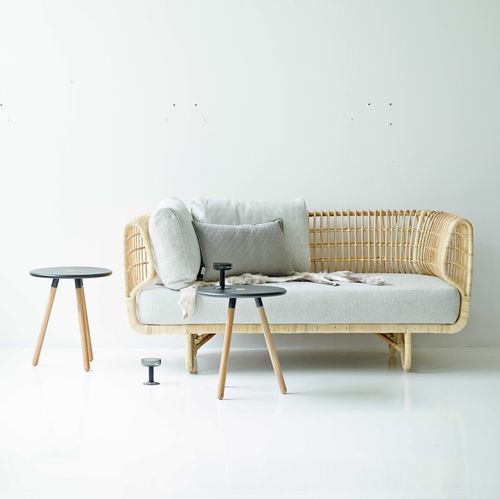 Sofá contemporâneo - NEST : 7522 - Cane-line A/S - em tecido / cinza / em ratã