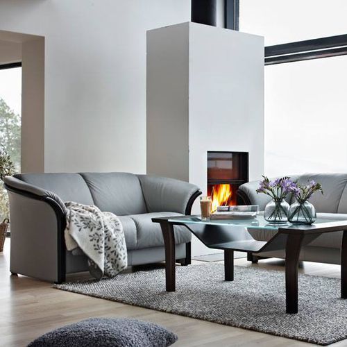 Sofá clássico - MANHATTAN - Ekornes - em tecido / reclinável / cinza