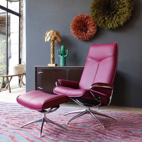Poltrona contemporânea - CITY - Ekornes - em couro / em tecido / em aço