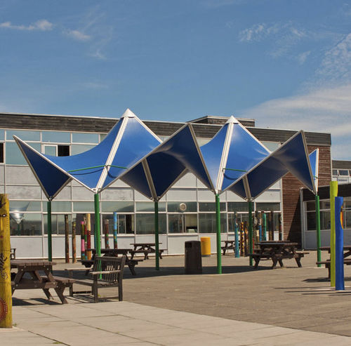 Estrutura tensionada alpendre - PAGODA : TWIN - Fabric Architecture - com estrutura metálica / com membrana em PVC / para parque infantil
