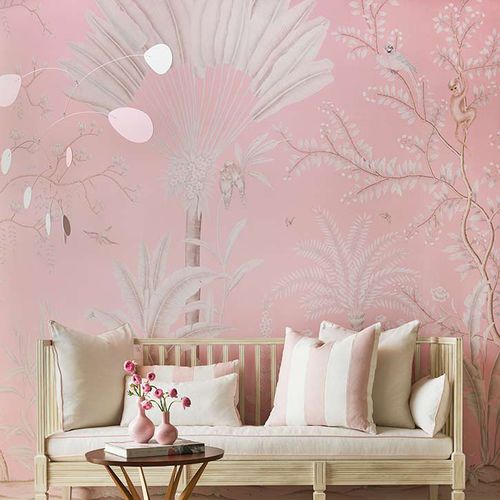 Papel de parede clássico - AMAZONIA - DE GOURNAY - em seda / com natureza / monocromático