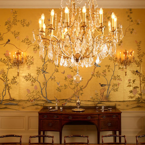 Papel de parede clássico - BADMINTON - DE GOURNAY - em seda / de estilo chinoiserie / efeito de tecido