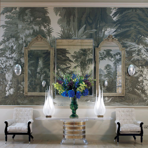 Papel de parede clássico - L'EDEN - DE GOURNAY - com natureza / efeito de tecido / cinza