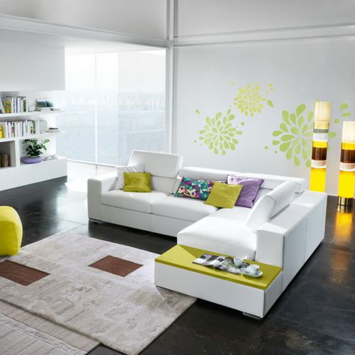 Sofá de canto - URBAN - Corazzin Group - Contract & hotel - contemporâneo / em tecido / com mesa