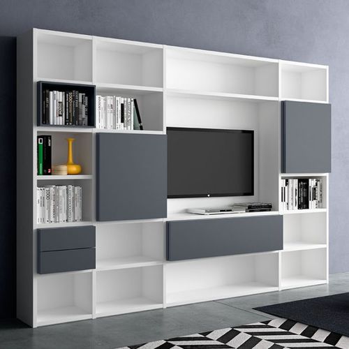 Móvel de parede de sala contemporâneo - LOGIC BOOK-03 - Morassutti Arredamenti - em madeira laqueada