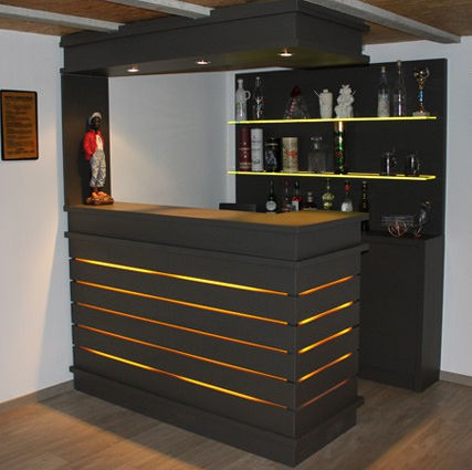 Balcão de recepção em madeira - AG018 - POITOUX - laminado / em laminado melamínico / para bar