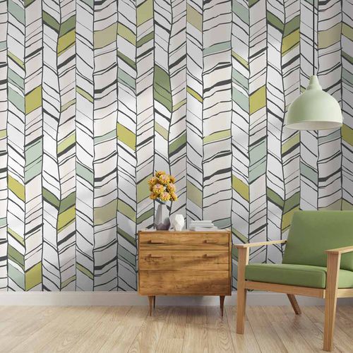 Papel de parede de design original - CHEVRIUM CV3107 - LGD01 décor mural sur mesure - panorâmico / com padrão geométrico / efeito de tecido