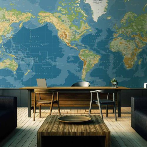 Papel de parede contemporâneo - WORLD MAP WM2093 - LGD01 décor mural sur mesure - panorâmico / mapa / em não tecido