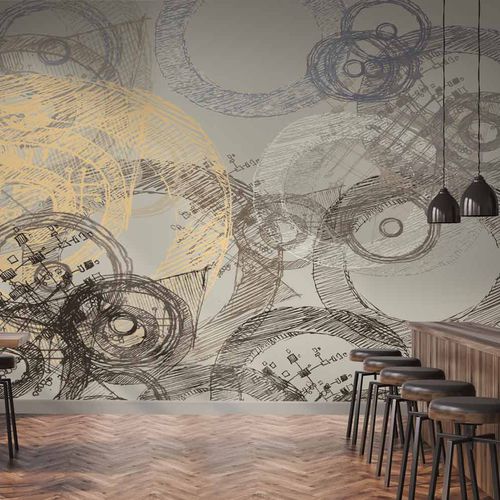 Papel de parede de design original - CIRCULUS CR3790 - LGD01 décor mural sur mesure - com padrão geométrico / panorâmico / em não tecido