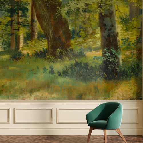 Papel de parede clássico - NUIT D’AMOUR DES PEINTRES - LGD01 décor mural sur mesure - com natureza / efeito de tecido / verde