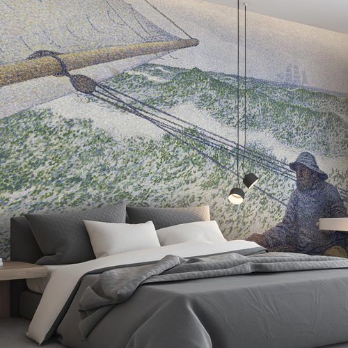 Papel de parede clássico - L’HOMME À LA BARRE - LGD01 décor mural sur mesure - com natureza / com padrão ondulado / efeito de tecido
